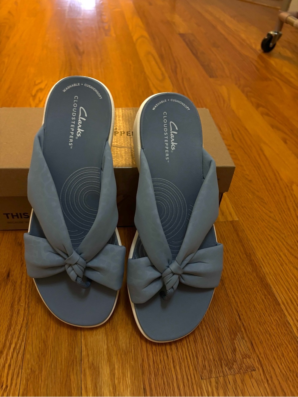 Clarks Cloudsteppers Women's Slate Blue Knotted Slide Sandals